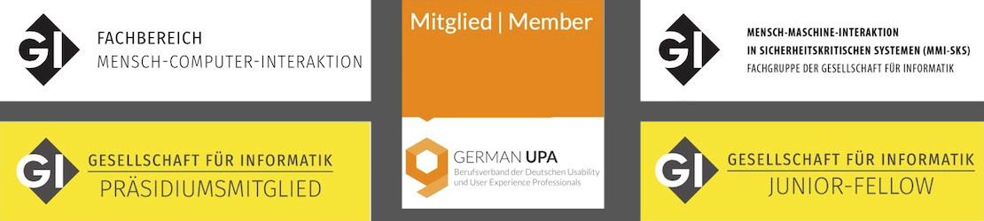 Mitgliedschaften bei der Gesellschaft für Informatik und der German UPA